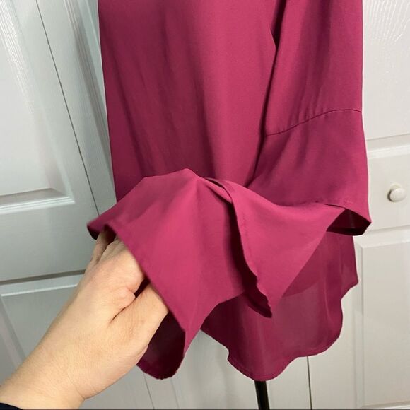 Liz Claiborne Career Berry Color Ruffled Long Sleeve Blouse - Picture 8 of 10